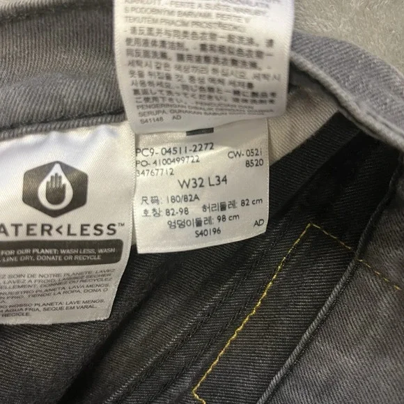 Levis 511 Jeans Mens 32x34* (Meas. 32x33) Grey Slim Throughout Low Rise Stretch - Picture 4 of 7